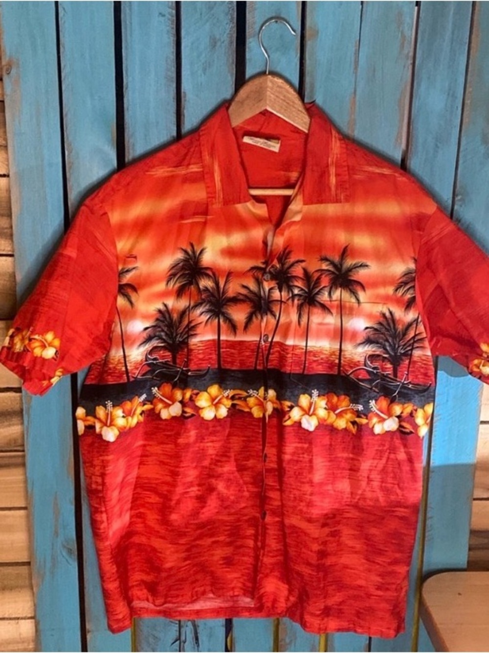 Vintage Winnie Fashion Hawaiian shirt size L made in Hawaii orange black cotton